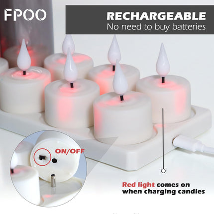 Rechargeable Tea Lights Candles with Remote Timer, 12 Packs Flameless Flickering led Tea Lights Votive Candles with USB Charging for Home Decor Centerpiece Christmas Wedding (2 inch)
