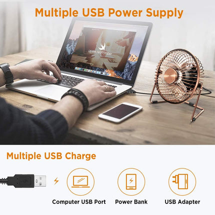 Easyacc 6 Inch Usb Desk Fan, 360°Rotation Small And Quiet,Powerful Portable Strong Airflow,Mini Metal Personal Cooling Fan