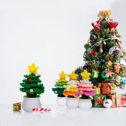 Crochet Christmas Tree Potted Plant: : Knitted Christmas Tree for Family Friends Classroom Home Office Decor (Dark Green)