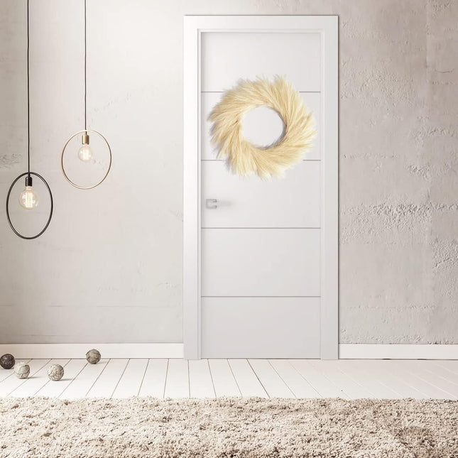 Pampas Grass Wreath, 27 inch Fall Wreath/Faux Pampas Wreath、Boho Wreath，Front Door Wreaths for All Seasons，Neutral Fall Decor,Pampas Grass Wall Decor,Boho Wall Decor (Beige Wreath)