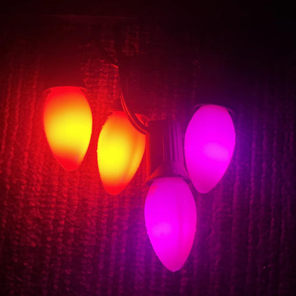 25FT C7 LED Purple Orange String Lights, Halloween Outdoor String Lights with 27 C7 LED Bulbs(2 Spare), Halloween Hanging Outdoor Lights for Patio, Backyard, Halloween Party Decoration, Black Wire