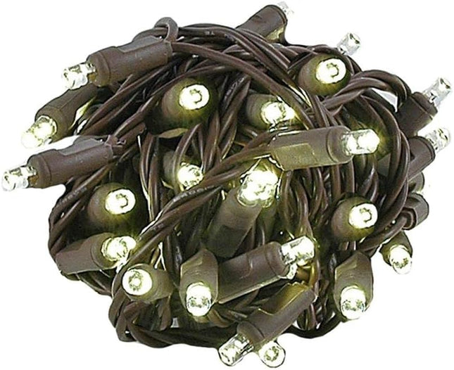 Novelty Lights 50 Light LED Christmas Mini Light Set, Outdoor Lighting Party Patio String Lights, Warm White, Brown Wire, 25 Feet