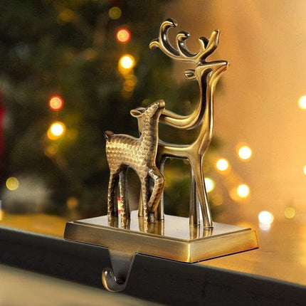 Christmas Stocking Holders for Mantle Christmas Stocking Hangers for Fireplace Anti-Slip Mantel Hanger Hooks for Stocking Hanging Ornament Firepiece Xmas Decor (Bronze Set)