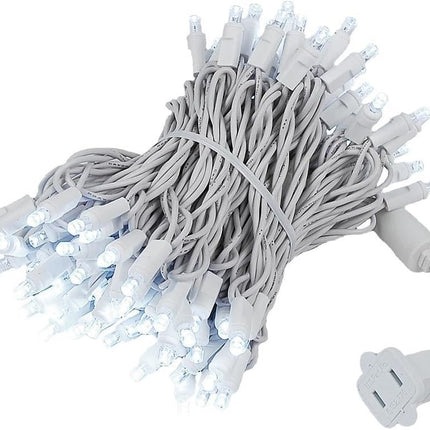 Novelty Lights 100 Light LED Christmas Mini Light Set, Outdoor Lighting Wedding Patio String Lights, Pure White, White Wire, 34 Feet