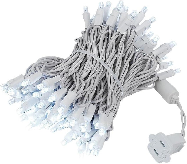 Novelty Lights 100 Light LED Christmas Mini Light Set, Outdoor Lighting Wedding Patio String Lights, Pure White, White Wire, 34 Feet