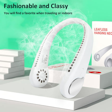 Bladeless Neck Fan With 360° Airflow, Portable HandsFree Small Usb Fan Rechargeable Battery Operated Personal Mini Cooling Fan
