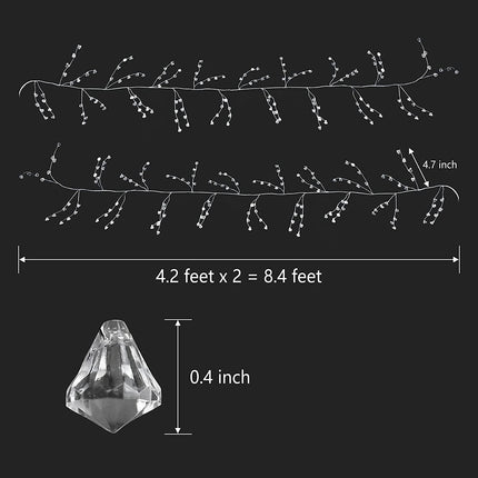 Cheerland Crystal Diamond Ice Wire Garland Steel Wire Clear Acrylic Crystal Garlands Bead Tree Garland for Christmas Tree Decor Home Anniversary Wedding Party Decoration