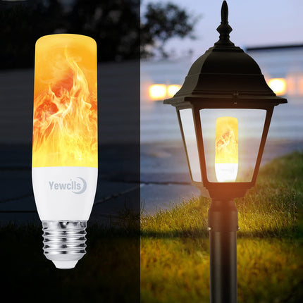 LED Flame Effect Light Bulbs - E26 LED Bulb with Gravity Sensor Flickering Light Halloween Christmas Decoration Indoor Outdoor Party Hotel Bar Atmosphere Decoration - 4 Pack
