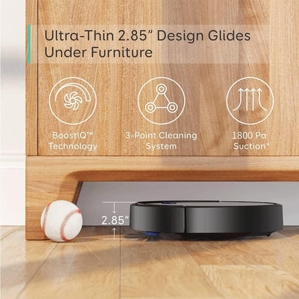 Uniqus Robot Vacuum Cleaner,Sweeping Robot,Ultra Slim Quiet,1800Pa Superstrong Suction,Cleans Hard Floors To Mediumpile Carpets,Integral Memory Multiple Cleaning Modes Vacuum Best For Pet Hairs Black