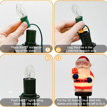 GOOTHY 2 Sets Snowman Christmas Pathway Stakes Lights, 7Ft C7 Outdoor String Lights with 8 Snowman Driveway Marker Lights, Connectable Christmas Decorations Pathway Lights for Yard Garden Walkway