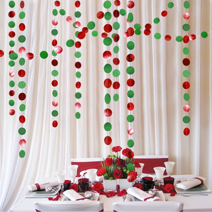 Decor365 Green Red Circle Dots Garland Kit for Xmas Christmas Party Hanging Decoration Streamers Banner Christmas Tree Garlands for Year Eve Celebration Birthday Wedding Baby Shower Holiday Decor