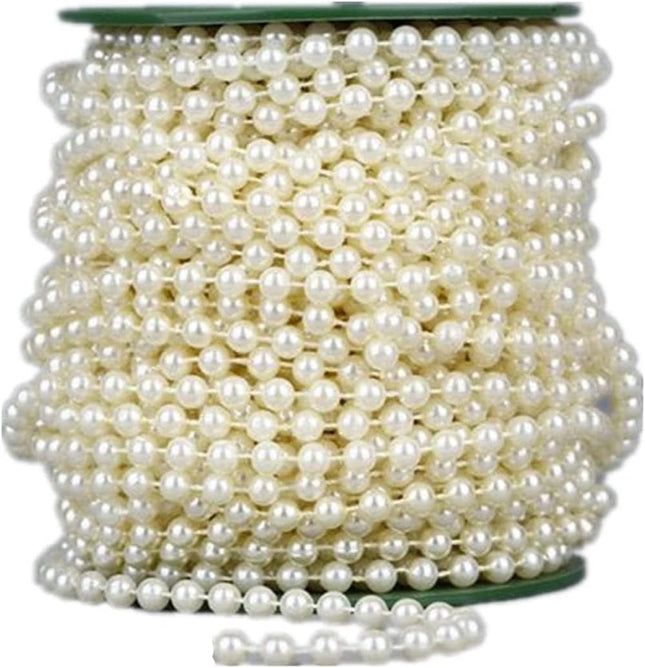 82Feet/25Meter Length Christmas Bead Garland Faux Pearl Beads Chain Christmas Tree Garland Chain Decorations for Xmas Tree Holiday Wedding DIY Decoration Supplies (Ivory)