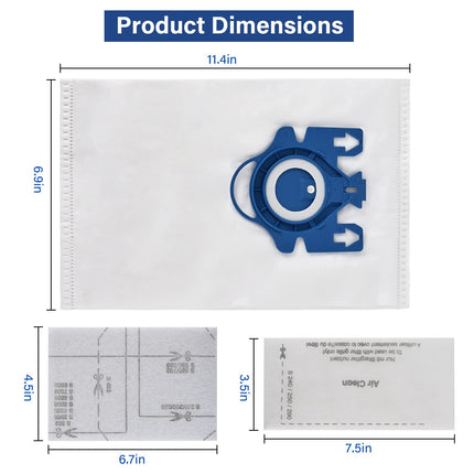 20 Pack Miele Airclean 3D Gn Vacuum Cleaner Bags, For Miele Classic C1,Complete C1,C2,C3 S227 S240 S270 S400 S400Is456I S2 S5 S8 Series With 6 Motor Protection Filters,6 Airclean Filters