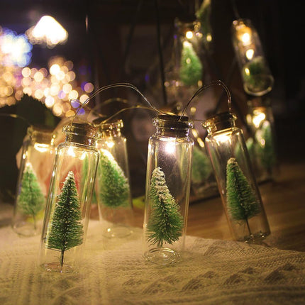 Mini Christmas Tree Lights Battery Operated Clear Glass Jar Bottle String Lights 10 LED Warm White Fairy Lights for Indoor Home Bedroom Wedding Birthday Party Decoration