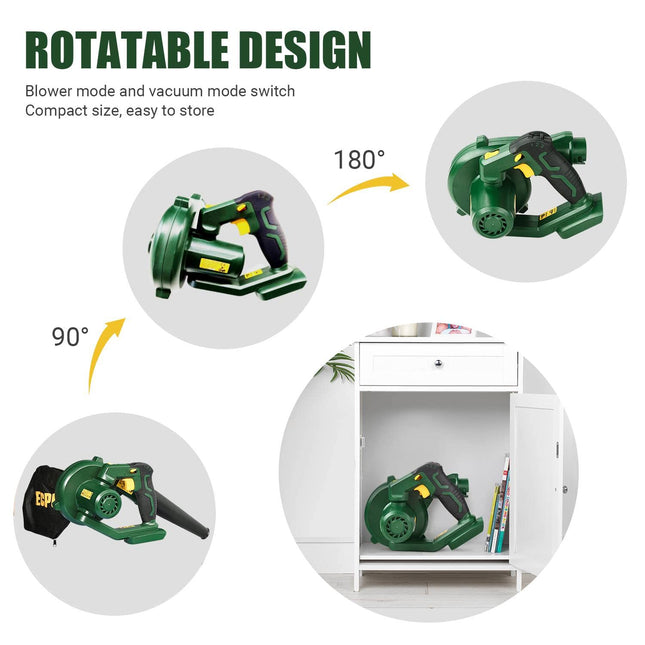 TECCPO Cordless Blower/Sweeper, 20V 2.0Ah Lithium Battery, Fast Charger, 145MPH, 18000RPM, Dust Bag, Electric Blower for Blowing Dust, Small Trash, Car, Computer Host, Hard-to-Clean Corner