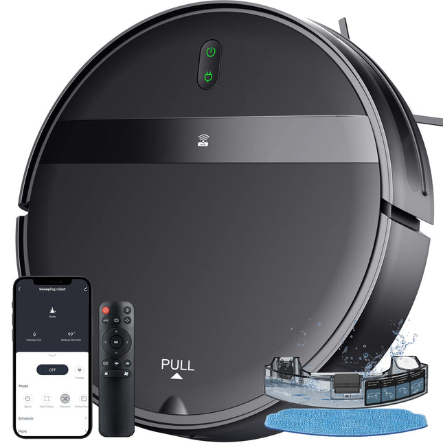 Robot Vacuum Mop Combo, Wifiappalexa, Mopping Robot Vacuums With Tangle, Scheduled Cleaning, Automatic Recharge Vacuum Robot Cleaner And Mop For Pet Hair, Low Carpet
