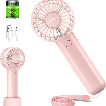 Mini Handheld Fan 4800Mah Battery Portable Fan Usb Rechargeable Eyelash Fan 3 Speeds Wind Powerful Makeup Fan Cute Small Fan
