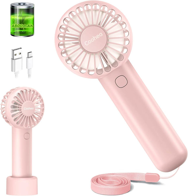 Mini Handheld Fan 4800Mah Battery Portable Fan Usb Rechargeable Eyelash Fan 3 Speeds Wind Powerful Makeup Fan Cute Small Fan