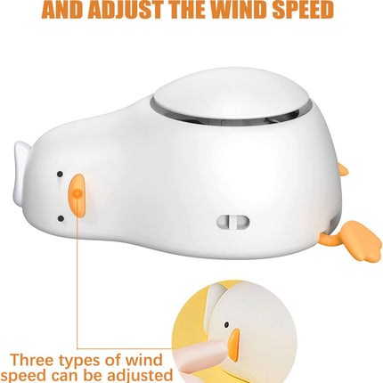 Duckling Neck Fan With 360° Airflow, Portable HandsFree Small Usb Fan Rechargeable Battery Powered Personal Mini Cooling Fan
