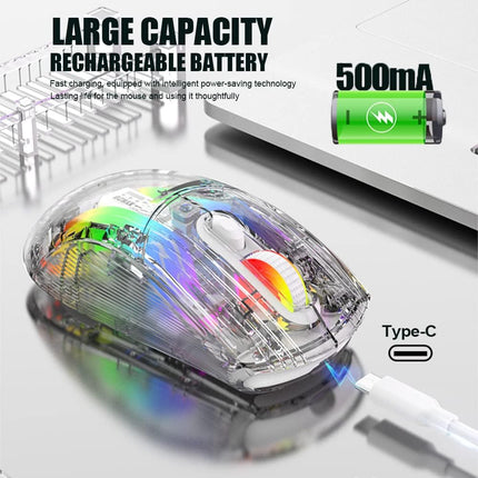 Bluetooth Wireless Mouse, Transparent RGB Mechanical Dual Mode Gaming Mouse, A Must-Have Cool USB Computer Mouse for Gaming and Esports…