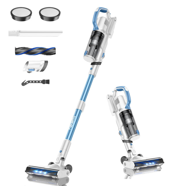 Fabuletta Cordless Vacuum Cleaner For Home, Up To 45 Min Runtime 6 In 1 Stick Vacuum Cleaner With Detachable Battery, Super Lightweight, Great For Pet Hair & Carpet & Hard Floor, White