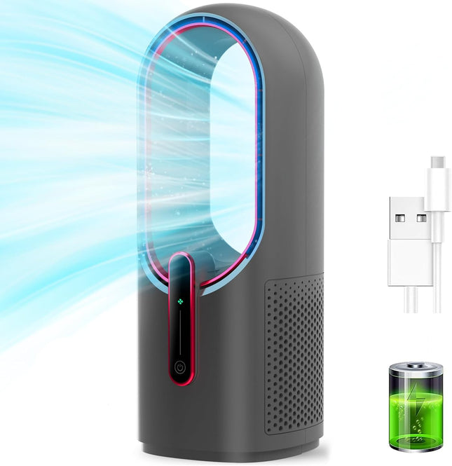 Misby Desk Fan, Portable Bladeless Fan, Small Personal Cooling Fan With 3 Speeds, Touch Control Desktop Fan, Electric Quiet Table