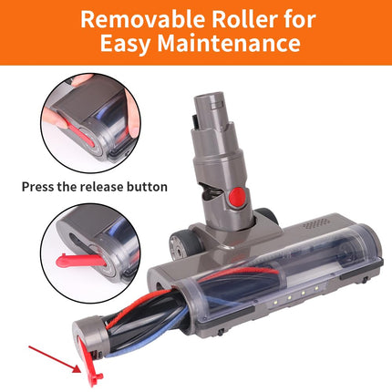 Hardwood Floor Attachment For Dyson V6 Dc58 Dc59 Dc61 Dc62 Dc74 Dc Series Vacuum Cleaners With Led Headlights, V Shape Turbo Bristle Brush Head