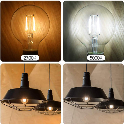 Dimmable LED Edison Light Bulb, G25 (G80) Globe Shape, Clear Glass, 40 Watt Equivalent, 2700K Soft White, Christmas Light, E26 Standard Base, UL Listed, 6-Pack