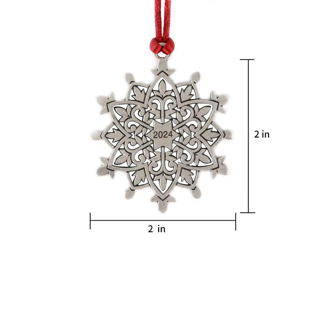 Topadorn Christmas Snowflake Pewter Ornament Solid Vintage Metal Decoration, Holiday Hanging Decorative Pewter for Home & Office, 2''H