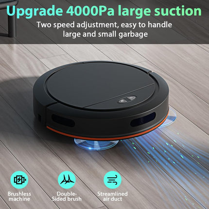 Uniqus Jec'S Robotic Vacuum Cleaner With 4000Pa Cyclone Suction, Appvoicewifi Remote Control, 360 Cleaning, Automatic Selfcharging Robotic Vacuum, Scheduled Cleaning, Black