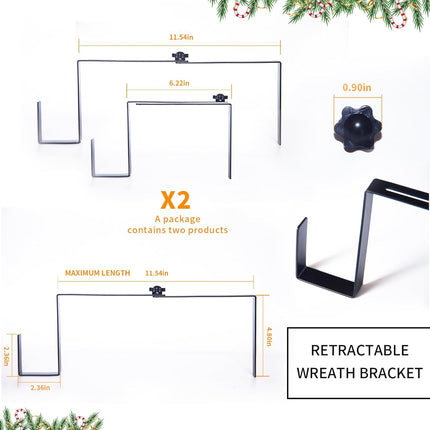 6.3" to 11.22" Metal Christmas Headstone Wreath Hanger Adjustable Flower Wreath Holder for Christma Grave Decoration in Black (2Pcs)