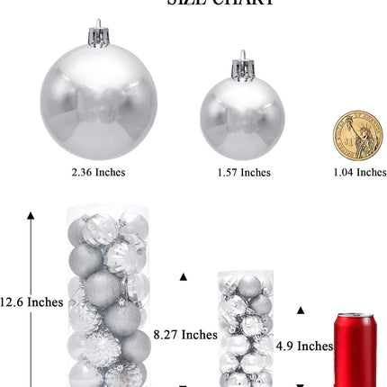 Christmas Ball 24ct 2.36 Inches Pink Mini Xmas Hanging Ornaments for Trees Wreath Garland Wedding Party Home Office Shop Decorations Tier Tray Vase Filler