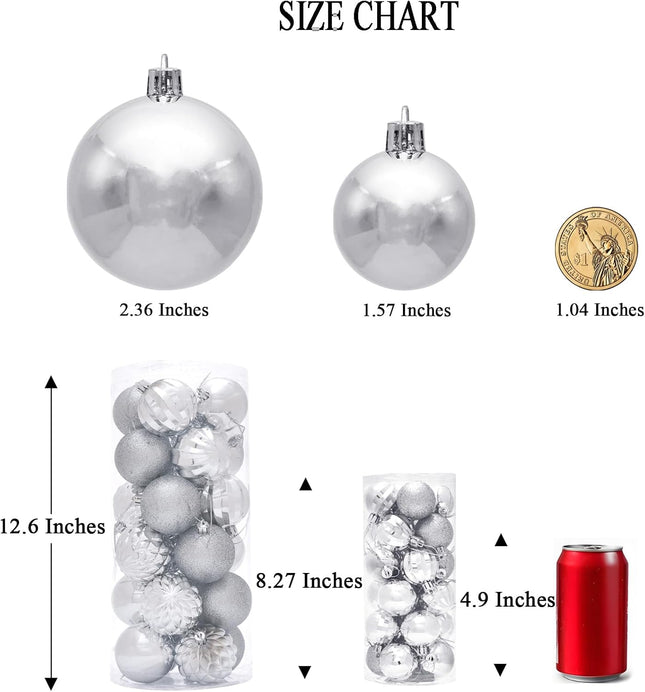 Christmas Ball 24ct 2.36 Inches Pink Mini Xmas Hanging Ornaments for Trees Wreath Garland Wedding Party Home Office Shop Decorations Tier Tray Vase Filler