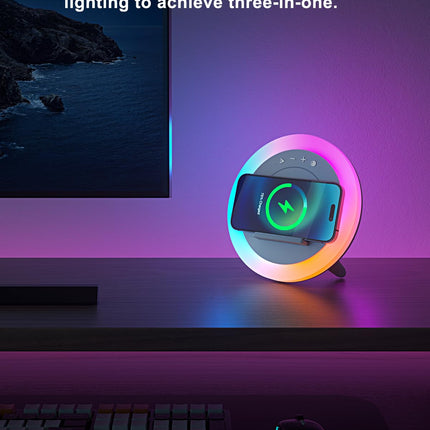 Night Light Bluetooth Speaker,Wireless Charger Stand LED Music Lamp,Color Changing Modern Bluetooth Lamp, Best Teenage Girls Boys s/Christmas s for Teen (6.6inch)