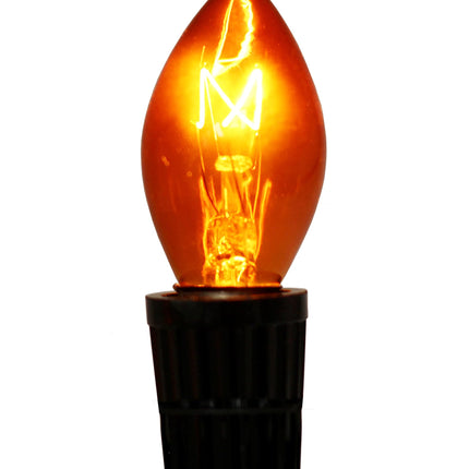 Creative Hobbies® Transparent Orange C7 Light Bulbs - 7 Watt, Steady Burning, Candelabra Base - Ideal for Halloween Pumpkin Lights & Christmas Box of 25