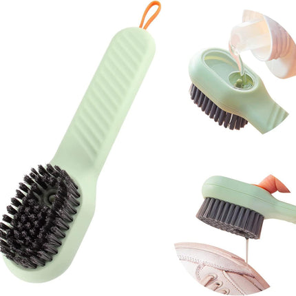 Eloxee Soap Dispensing Cleaning Brush with Handle Scrubbing Reusable Washing Shoe Brush for Shoes Clothes Cleaning (2 in 1 Brush)