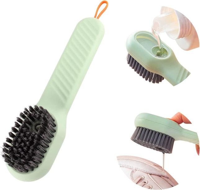 Eloxee Soap Dispensing Cleaning Brush with Handle Scrubbing Reusable Washing Shoe Brush for Shoes Clothes Cleaning (2 in 1 Brush)