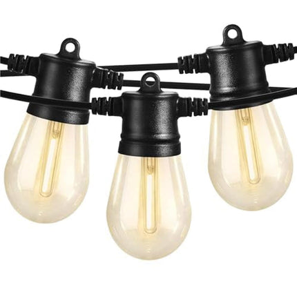 SUNTHIN Outdoor String Lights, 48FT Patio Lights with 16 LED Shatterproof Bulbs for Outside, Backyard, Deck, Porch, Garden, Bistro, Cafe, Party