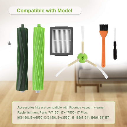19 Pack Parts Compatible For Roomba J7 J7+Plus E5 E6 E7 I7 I7+ I3 I3+ I4 I4+ I6 I6+ I8 Vacuum Cleaner, Replenishment Kit 3 Set Roller Brushes,8 Filters,8 Side Brushes, Tools