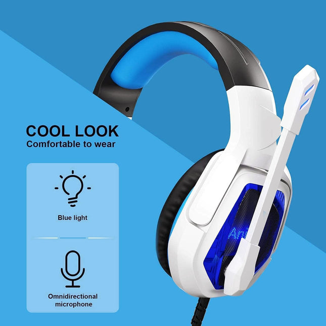 New Updated Wired Over-Ear Headphones - USB 7.1 Gaming Headset with Microphone, Stereo Surround Sound, Noise Isolating, Bass, LED Lights for PC Computer Mac