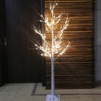 Lighted Birch Tree with 72 LED Warm White Light Up Tree Battery Birch Tree Artificial Tree Lamp for Centerpiece Mantel Christmas Decorations 8 Lighting Modes Remote Control (4FT)