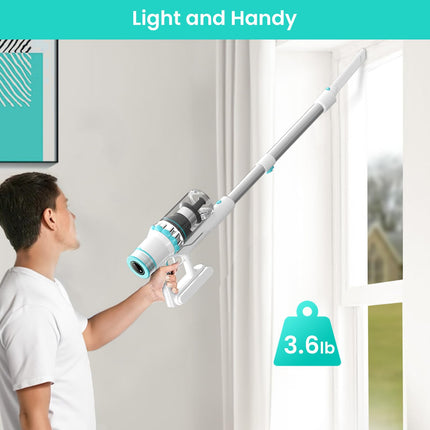 Belife Cordless Vacuum Cleaner, 38Kpa 450W Stick Vacuum Cleaners For Home Carpet Hardwood Floor, Wireless Household Vaccum For Pet Hair With Led Touch Display, Up To 45Mins Runtime White