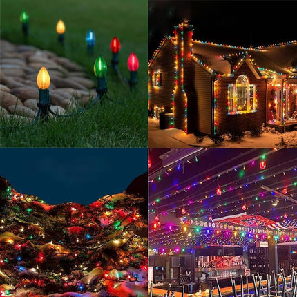 2 Pack C7 Yellow LED Replacement Christmas Light Bulbs,E12 Candelabra Base, Shatterproof Plastic, for Christmas Outdoor String Lights (Yellow)