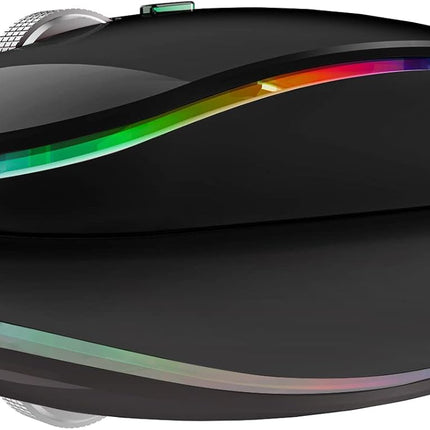 Wireless Gaming Mouse,Rechargeable Lightweight Honeycomb Gaming Mouse with RGB Backlit,USB Receiver,Ergonomic Grips,One-Click Desktop(Black1)