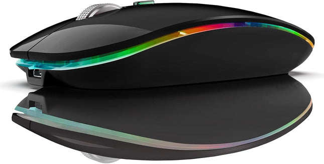 Wireless Gaming Mouse,Rechargeable Lightweight Honeycomb Gaming Mouse with RGB Backlit,USB Receiver,Ergonomic Grips,One-Click Desktop(Black1)