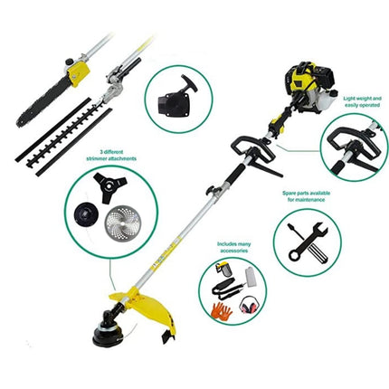 Brushcutter Kit - High Strength Long Handle Multi - Functional Chainsaw 63cc 5 in 1 and Cultivator, 6 Point Disc, 2 Point Blade, Battery-Powered Brushcutter - Gardening Tools - Lawn Mower