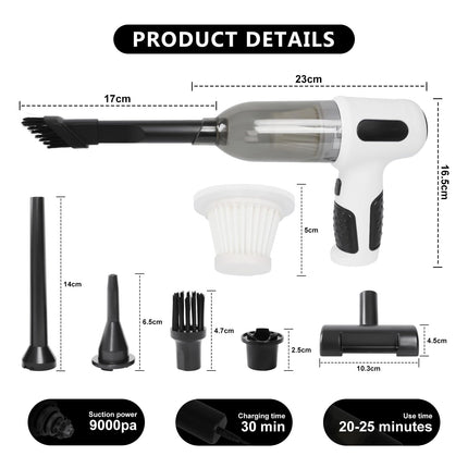 Handheld Vacuum Cleaner, Car Vacuum Cleaner, Adjustable 120W High Power Wet And Dry Hand Held Car Vacuum Cordless With Multinozzles For Home, Office, Pet