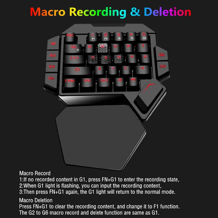 RGB One Handed Mechanical Gaming Keyboard,Colorful Backlit Professional Gaming Keyboard with Wrist Rest Support,USB Wired Single Hand Mechanical Keyboard for Game