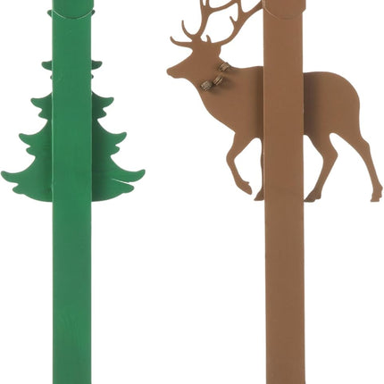 Glitzhome 2 Pack Wreath Door Hanger Over The Door Metal Wreath Hooks for Front Door, Christmas Wreath Holder with Tree & Reindeer