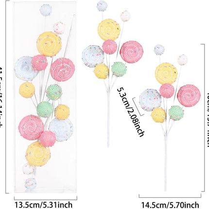 2Pcs Christmas Tree Picks Branch Decorations Macaron Christmas Tree Topper Ornaments Candy Spray Picks Christmas Candy Twigs Stems for Xmas Tree Wreath Decoration Year Party Decorations